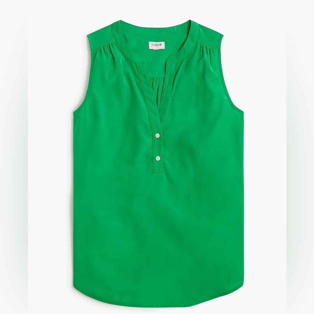 J. Crew Factory Women's Green Sleeveless Popover Top